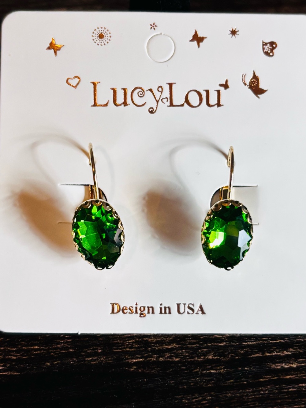 Emerald Green Faceted Drop‎ Earrings
